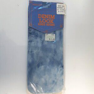 Vintage 1970-80s Denim Look Knee Highs | Made in USA | 100% Nylon NWT Deadstock